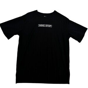 Wingstop Employee Uniform T Shirt Black Logo Performance Mesh Men’s 2XL XXL
